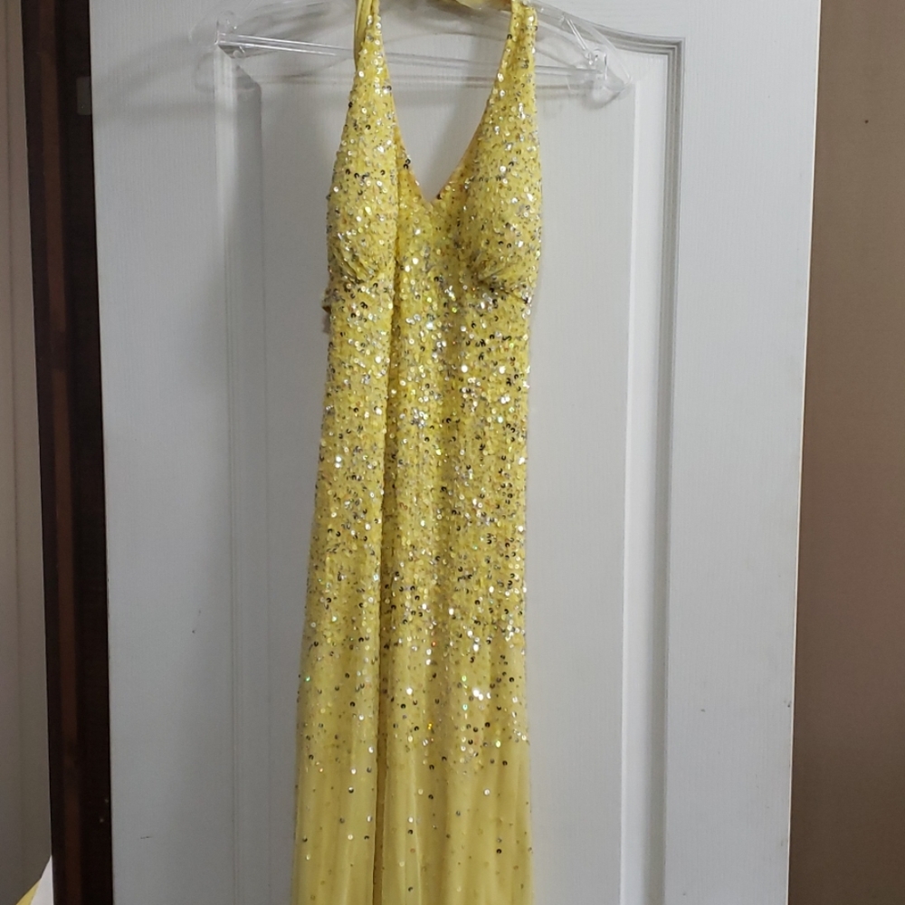 Bright yellow prom dress. Worn once for a pageant